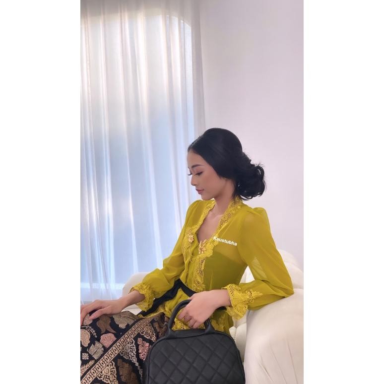 SALE Kebaya Bordir Warna Hitam, Biru Navy, Hijau Lime, Putih Tulang Kondangan Wisuda Modern Pakaian 