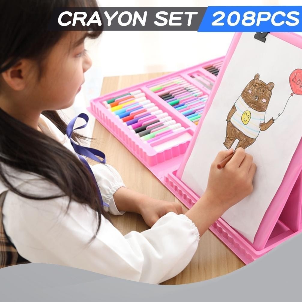 

edf-62 Crayon Set 208 Pcs Pensil Warna Lengkap Krayon Set Alat Menggambar Mewarnai Cat Air Lukis Anak Viral