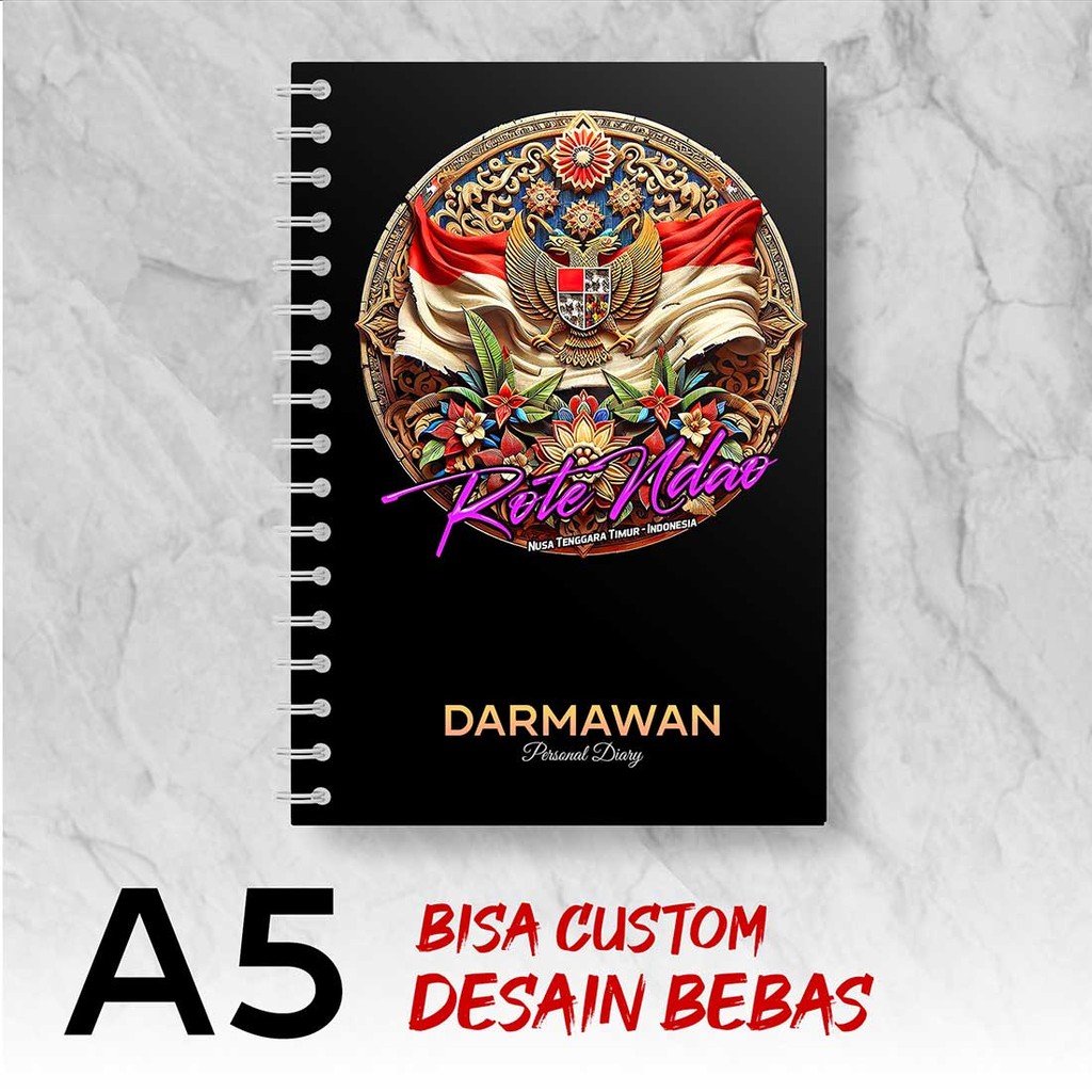 

Blocknote A5 Notebook Custom ROTE NDAO - NTT Desain Bebas - Spiral Kawat - BAAX1