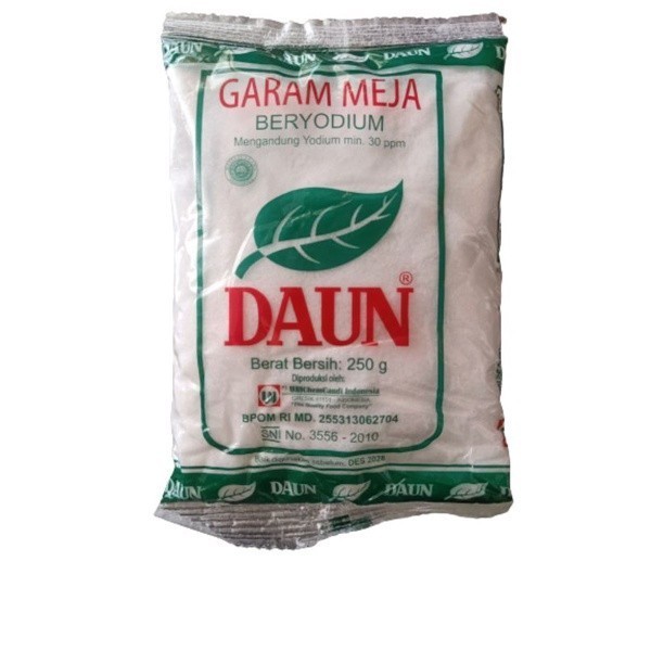 

Garam Meja Dapur Yodium Daun 250Gr Bal Isi 40 Pcs - Adelineez