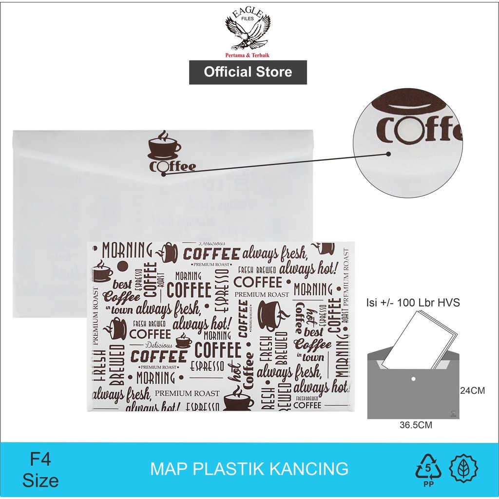 

Map Kancing Plastik F4 TOMEX Smart Pocket Map Plastik Kancing Motif COFFEE