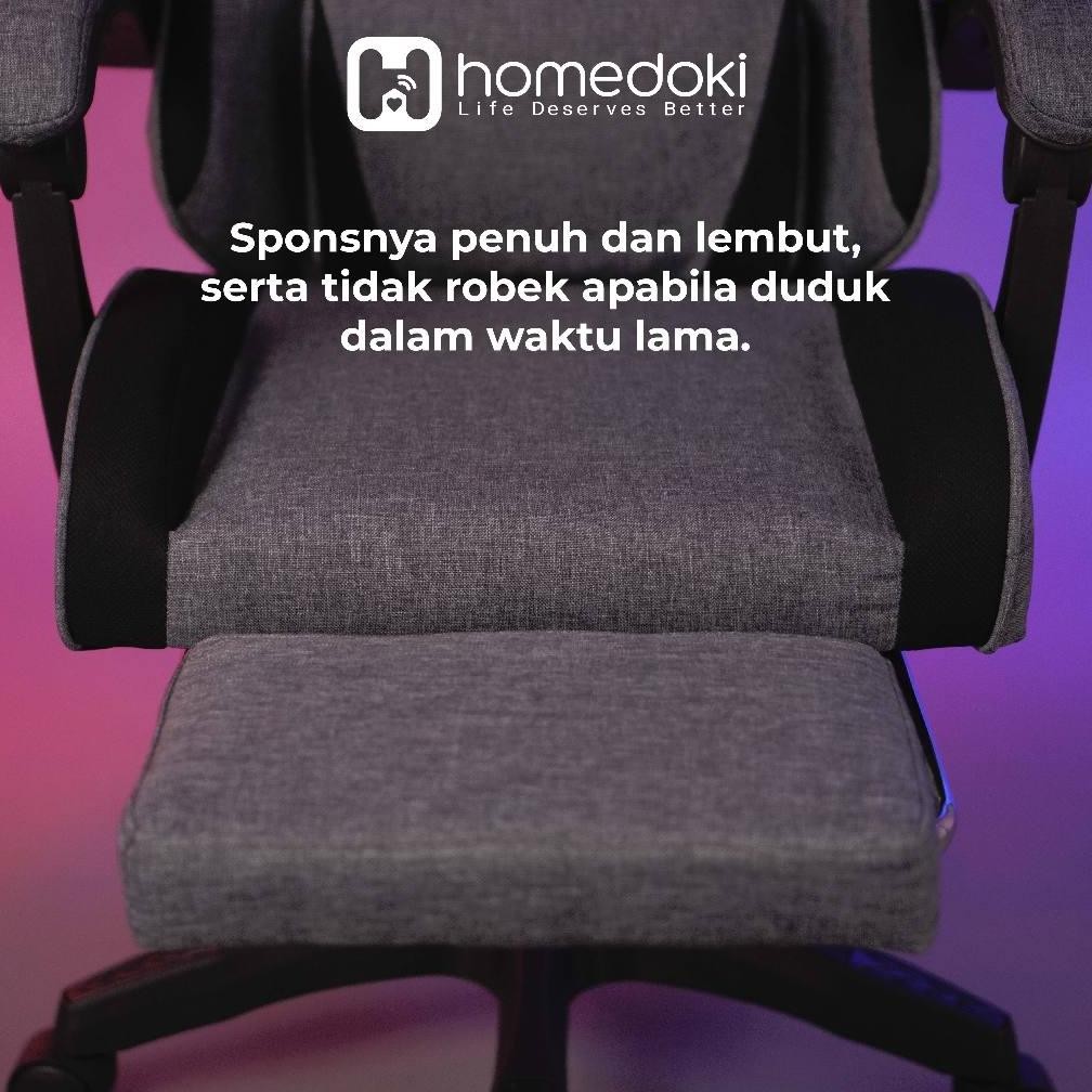 Homedoki Kursi Komputer TYPE1 - Hitam/Abu-abu, Ergonomis & Gaming