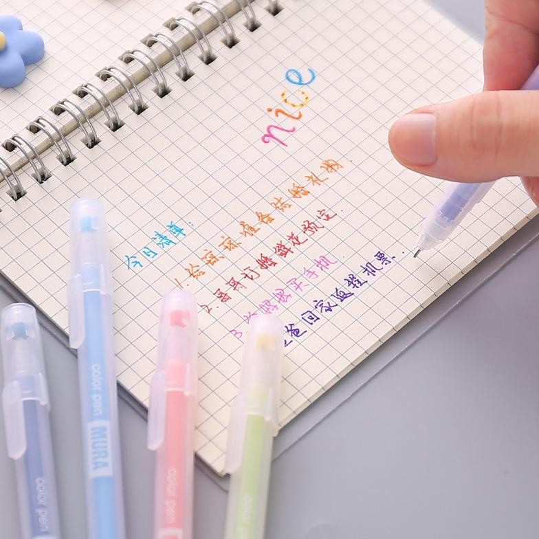 

RHH-1823 12 PCS Colored gel pens set Kawaii blue 0.5 mm ballpoint pen for journal Cute School stationary supplies Sale