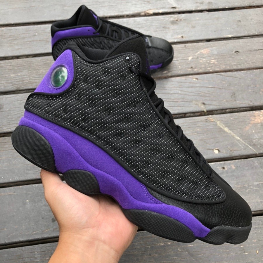DJ5982-015 N-i-k-e Air Jordan 13 Retro Hitam Court Ungu AJ13 3M Sepatu Basket sepatu |4FEA49DE|