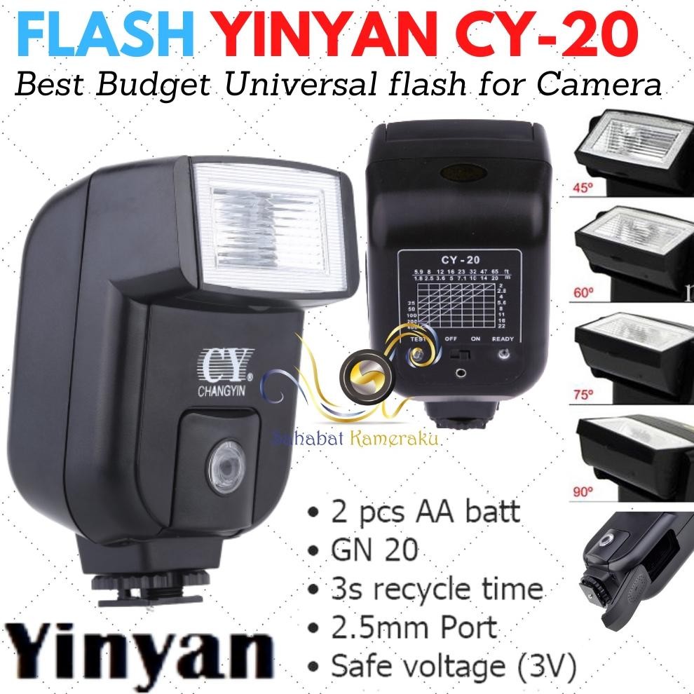 Terbaru Lampu Flash Speedlite Kamera Yinyan Cy20 Mirrorless Canon Nikon Fuji Sony Olympus Cy-20 Like