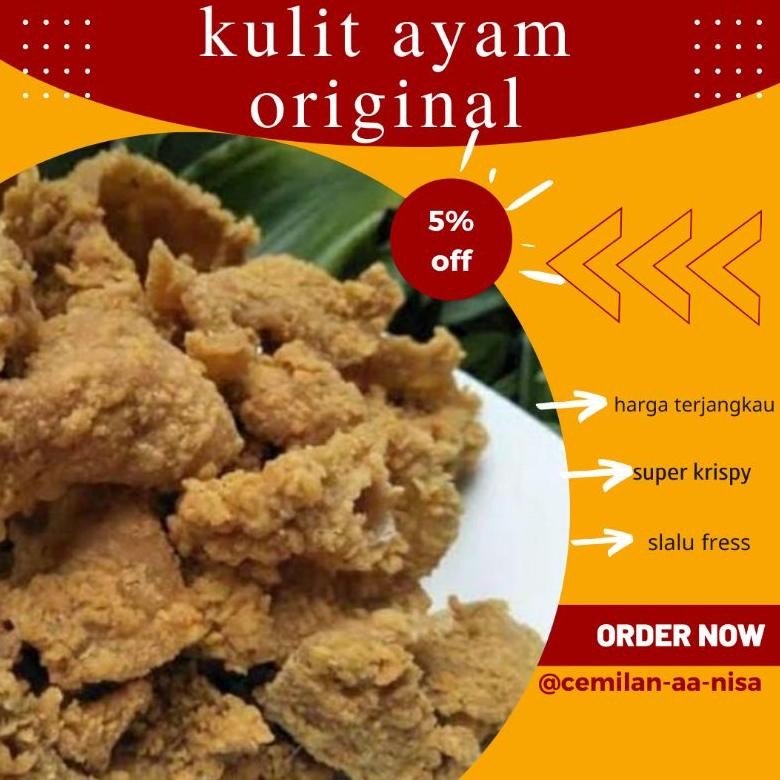 

kripik kulit ayam original pedas renyah krispy