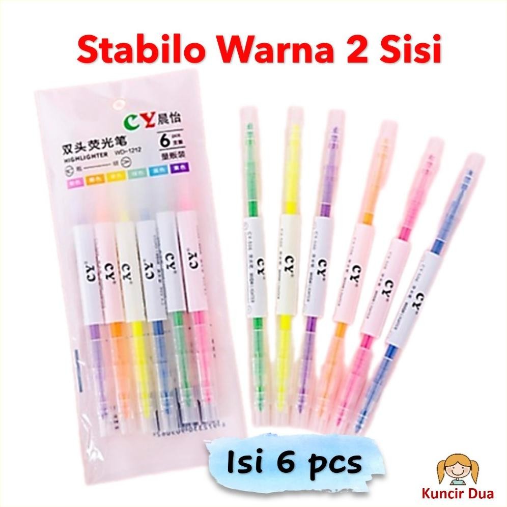 

STABILO WARNA 2 SISI 1 Set isi 6 Pcs Highlighter 2 Sisi 6 PCS