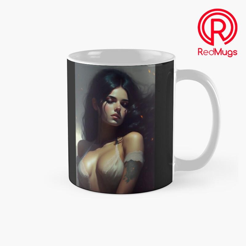 Gelas Mug Gothic Sexy Anime Girl. Wednesday Addams Now. Fantasy