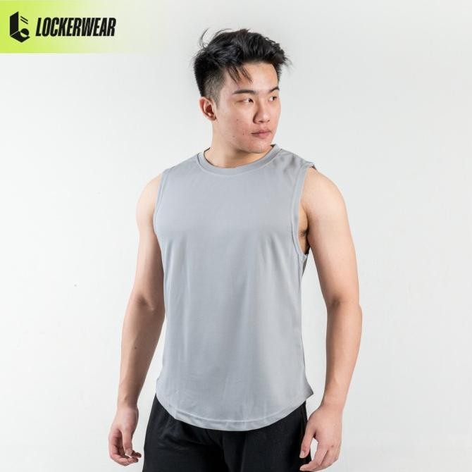 Kaos Singlet Tanktop Sleeveless Dry Fit Baju Olahraga Fitness Gym Pria - Kuning,L h56j