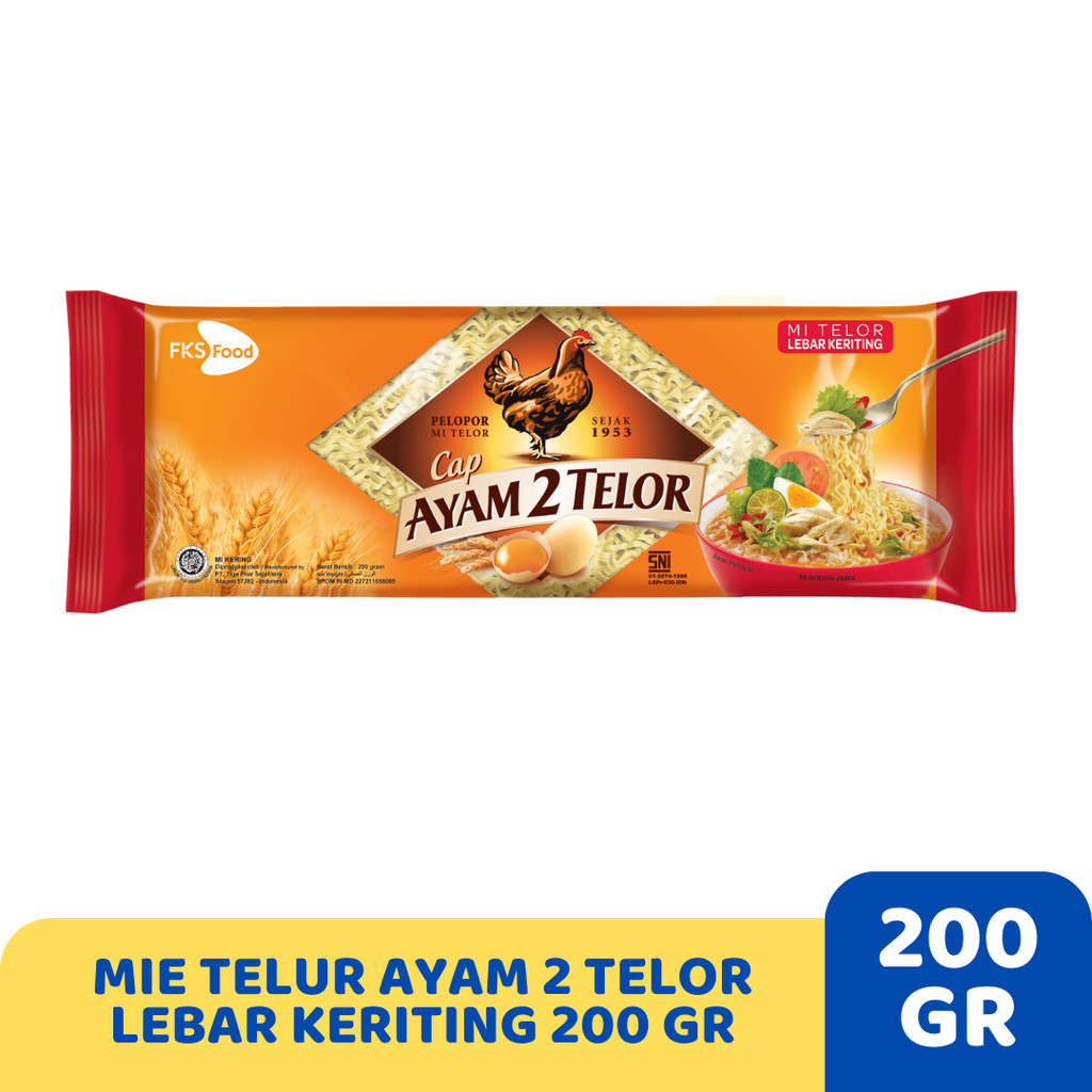 

MIE TELUR AYAM 2 TELOR LEBAR KERITING 200 GR