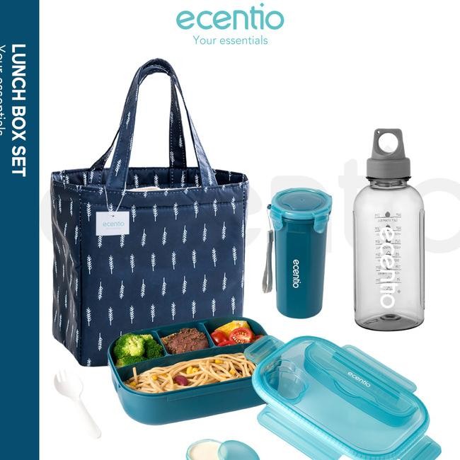 ECENTIO KOTAK MAKAN SET LUNCH BOX ANTI BOCOR BOTTLE LUNCH BAG BPA FREE KOTAK MAKAN TEMPAT MAKAN KOTA