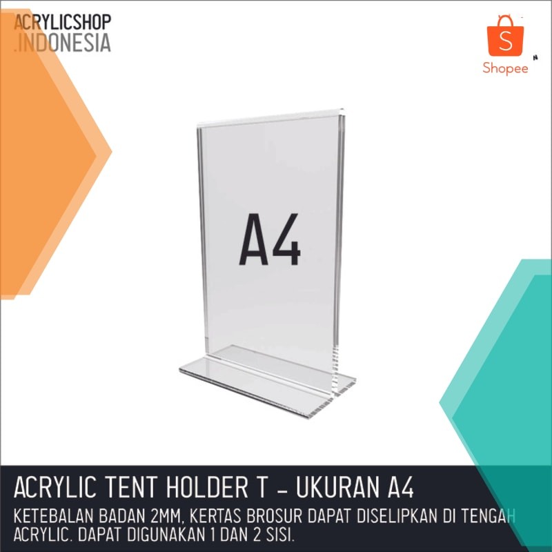 

Murah Akrilik Tempat Brosur A4/Acrylic Tent Card Holder Stand 2sisi A4 TypeT Elegan