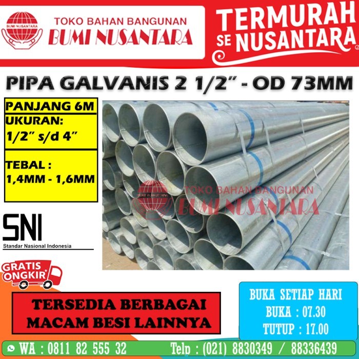 Pipa Galvanis 2 1/2 Inch Od 73 2.5 Inch Galvaniz Pipa Besi Od 73 Mm Harga Spesial