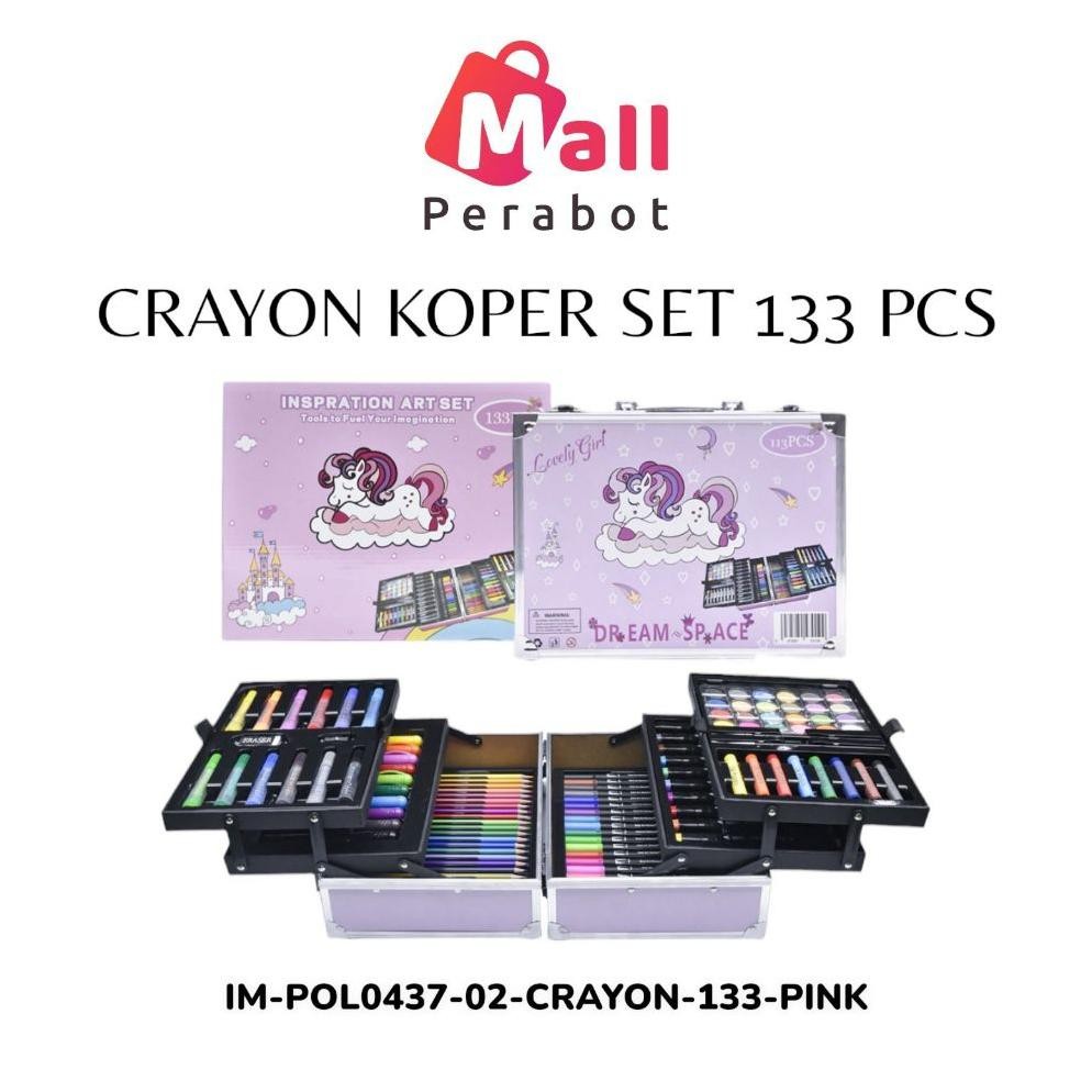 

He13 Mall Perabot | Crayon Set 133 Pcs Koper Aluminium Besi | Box Alat Lukis Anak Koper Set | Krayon Mewarnai Anak | Pensil Warna | Perlengkapan Mewarnai Lukis Termurah