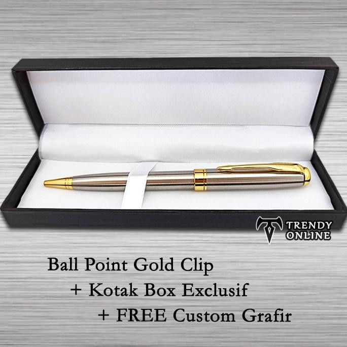 

rwe-45 Pulpen Model Parker Sonnet Stainless Steel Klip Emas FREE Grafir Nama dan Box Exclusif Sale