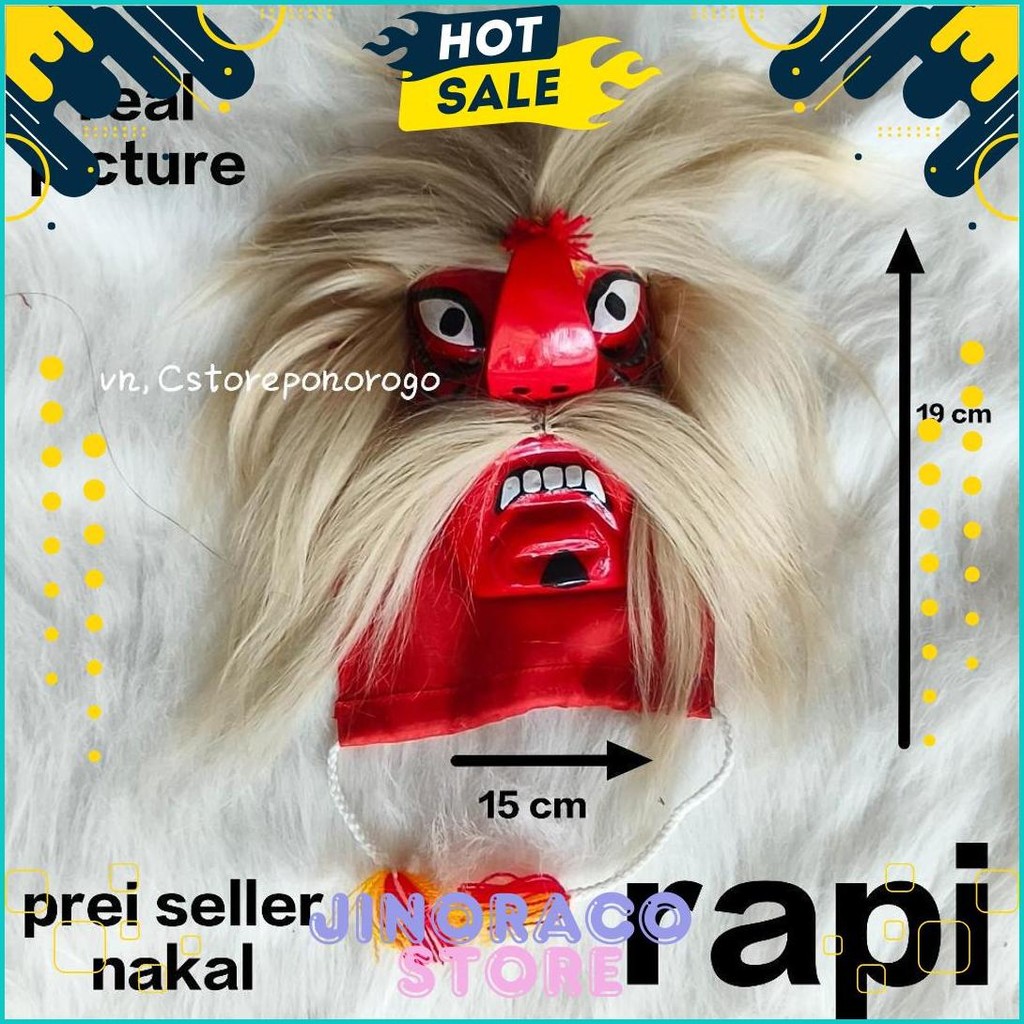 Ganongan Biasa Sintetis / Topeng Ganong / Topeng Bujang Ganong / Gedruk / Jaranan / Barongan / Baron