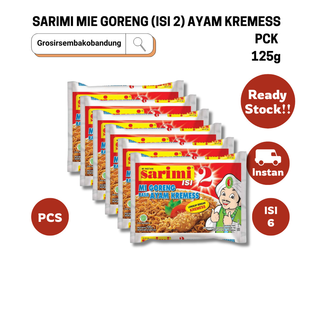 

SARIMI MIE GORENG (ISI 2) AYAM KREMESS PCK 125g - 6 Pcs - Kota Bandung