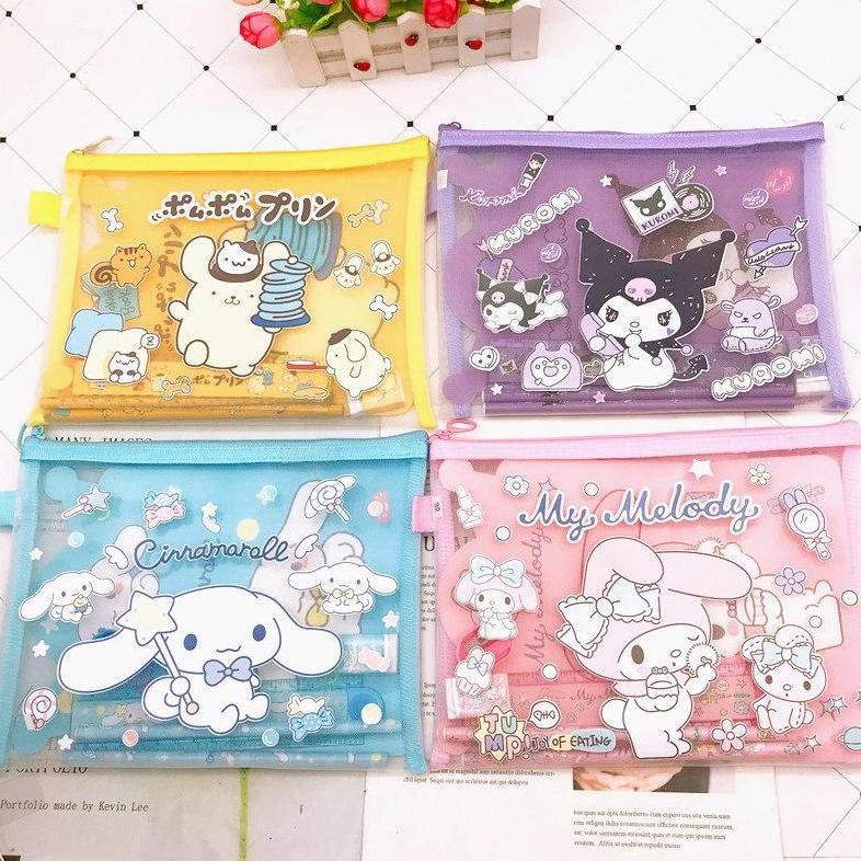 

IK69 Kotak Pensil Set Sanrio Stationery Set Alat Tulis Karakter Kuromi Cinnamaroll Penggaris Pensil Hemat