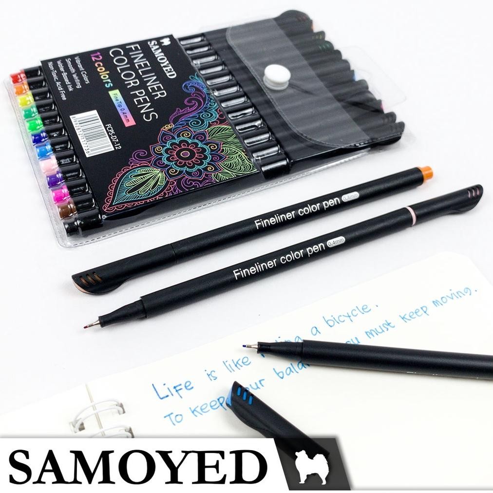 

gha-68 Pulpen / Pena / Spidol Gambar Warna / Drawing / Fineliner Color Pen Set 12 Warna / Colors Samoyed FCPS-D7-12 Murah