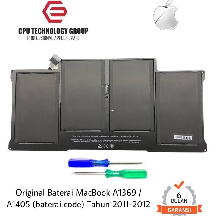 Original Baterai Macbook Air 13 Inch A1369 / A1405 Tahun 2011-2012