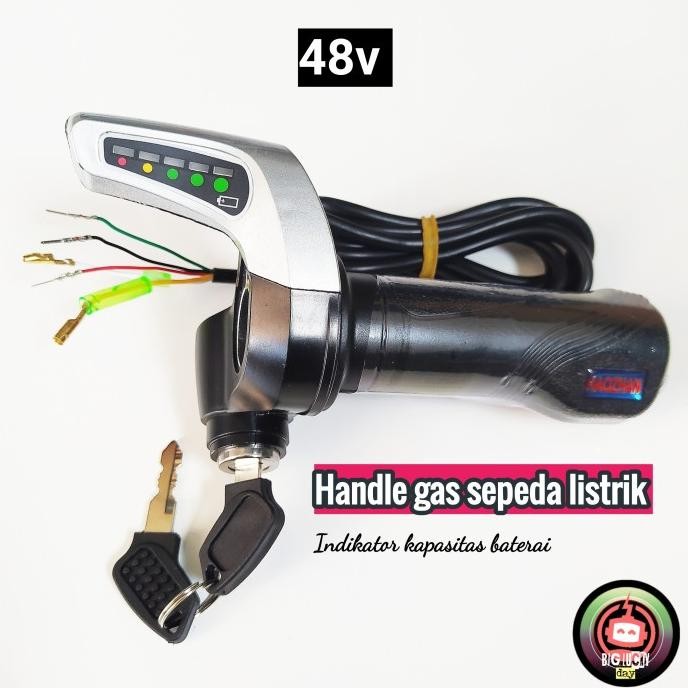 Handle Gas Sepeda Listrik 48V Universal Indikator Baterai Kabel Gas Original