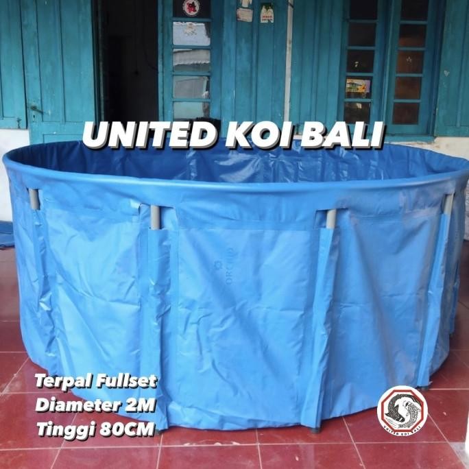 NEW KOLAM TERPAL VET BULAT ORCHID FULLSET VET TERPAL IKAN KOI DIAMETER 2M