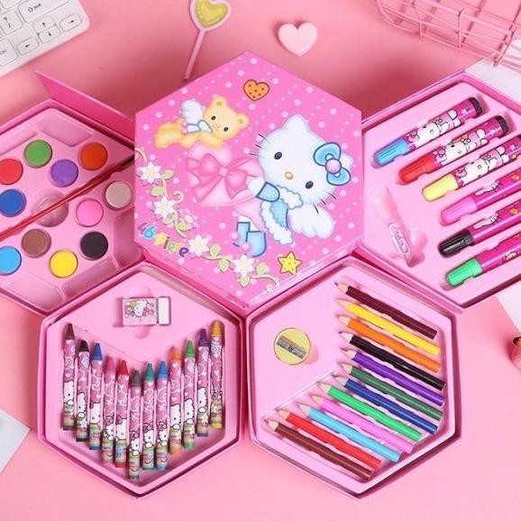 

Sil Warna Set 46 Pcs Crayon Set Kartun Hadiah Anak Gift Box