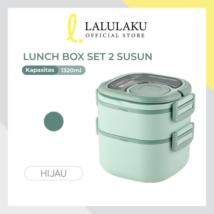 

Terbaru Tempat Makan 2 Susun Tingkat Sendok Set Bento Rantang Susun BPA Free - Hijau Limited