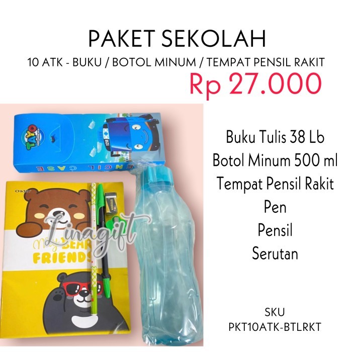 

Terbaru Paket alat tulis tas tempat makan botol air set lengkap - Set 10 - RKT Limited