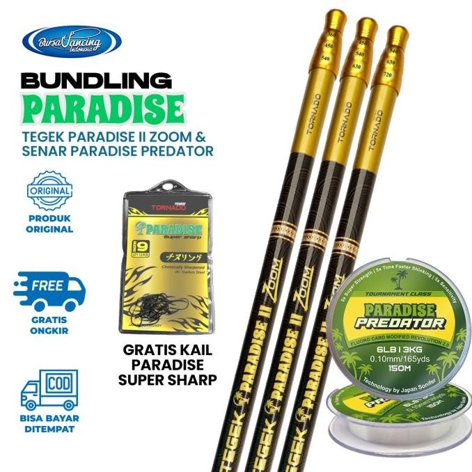 BEBAS ONGKIR - Bundling Tegek Paradise II Zoom & Senar Mono Paradise Predator 150 M