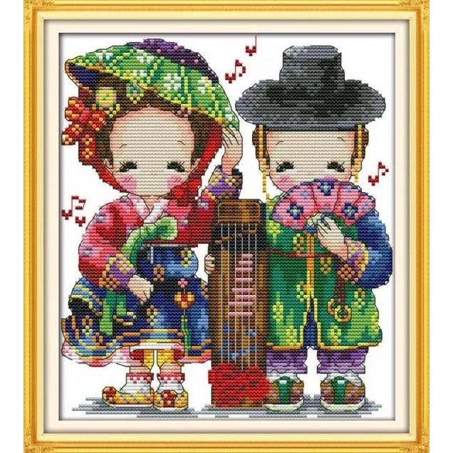 TERUJI Kristik pola kain kartun korea dan alat musik