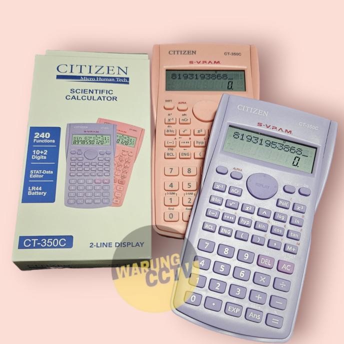 

fgh-56 KALKULATOR SCIENTIFIC CITIZEN CT-350C ungu lilac pink calculator sin Original