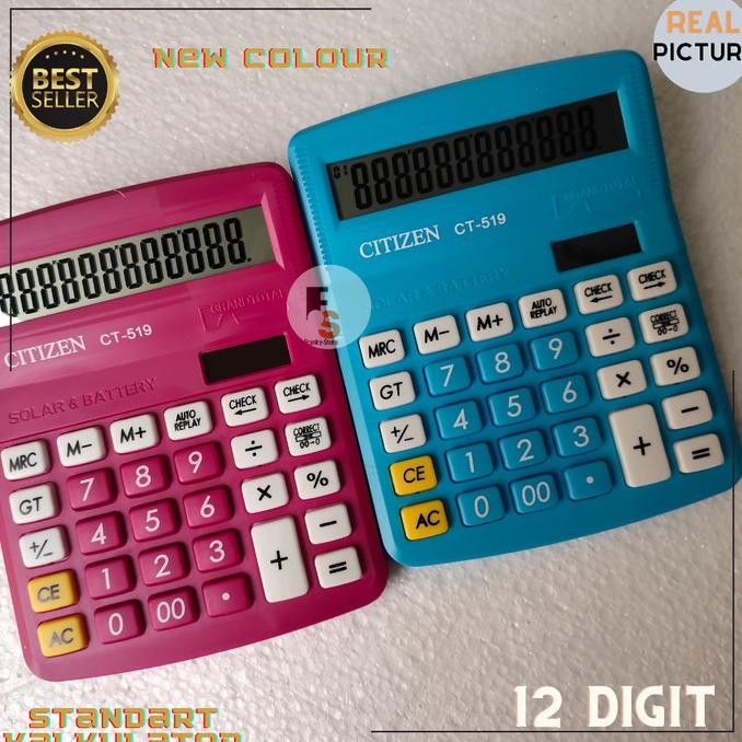 

gha-68 Kalkukator Calculator Dagang Meja 12 Digit Warna Pink Biru Chek Ct519 Berkualitas