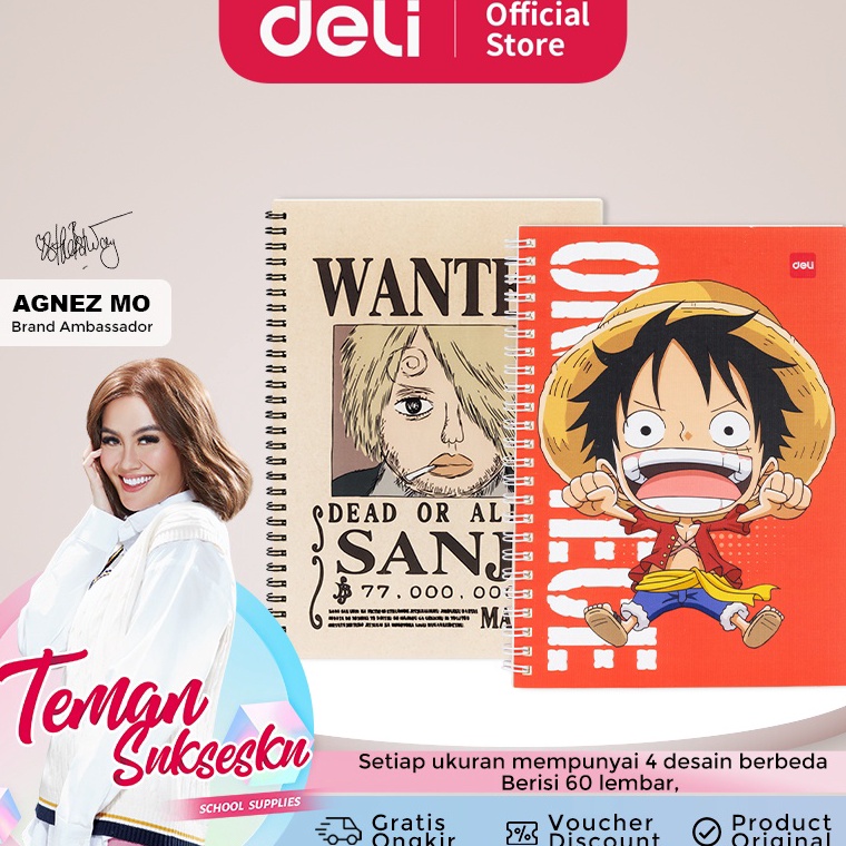 

Deli One Piece Spiral Notebook / Buku Tulis Buku Catatan Spiral A5 B5 60 Lembar 70 GSM One Piece Kertas Halus EN004 EN003 69