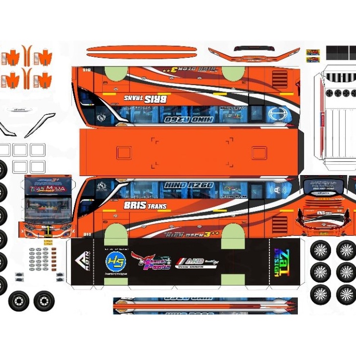 Harga Murah☊ lembaran papercraft bus Bris trans tuan muda dan Casper laminasi non laminasi skala 50 