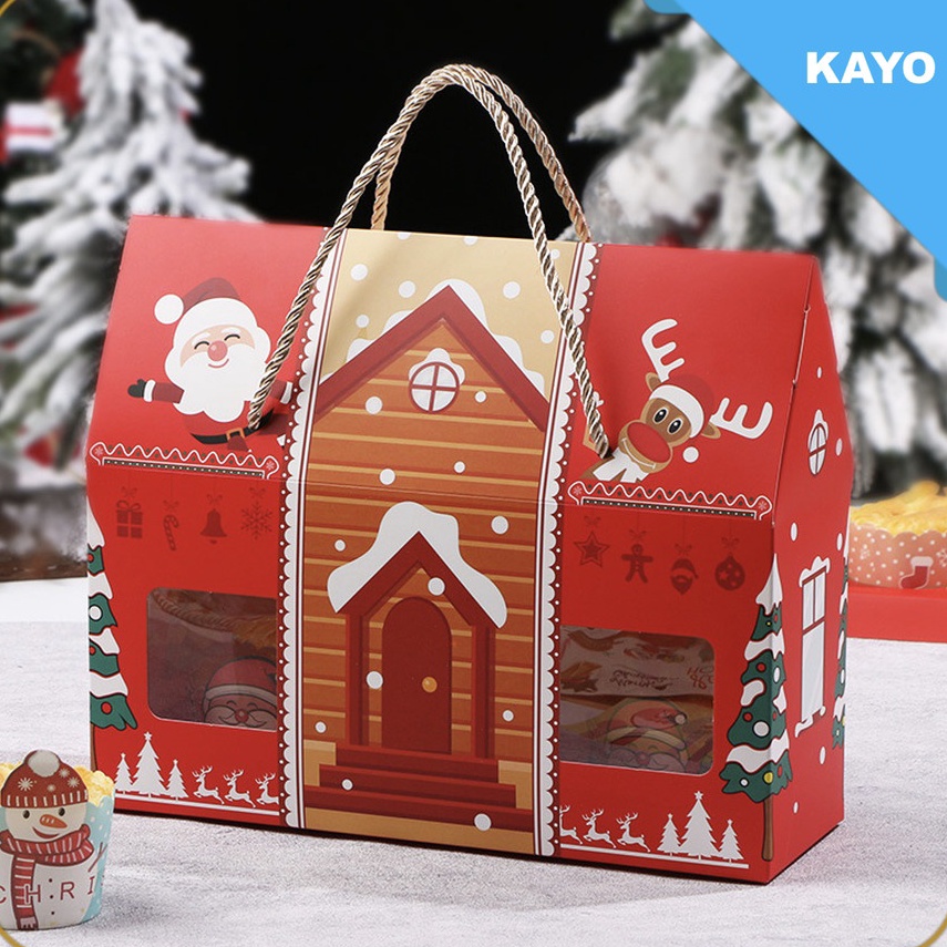 

☊Pasti Murah GIFT BOX Christmas , kotak bingkisan tema natal , kotak CUPCAKE natal W83 ➮