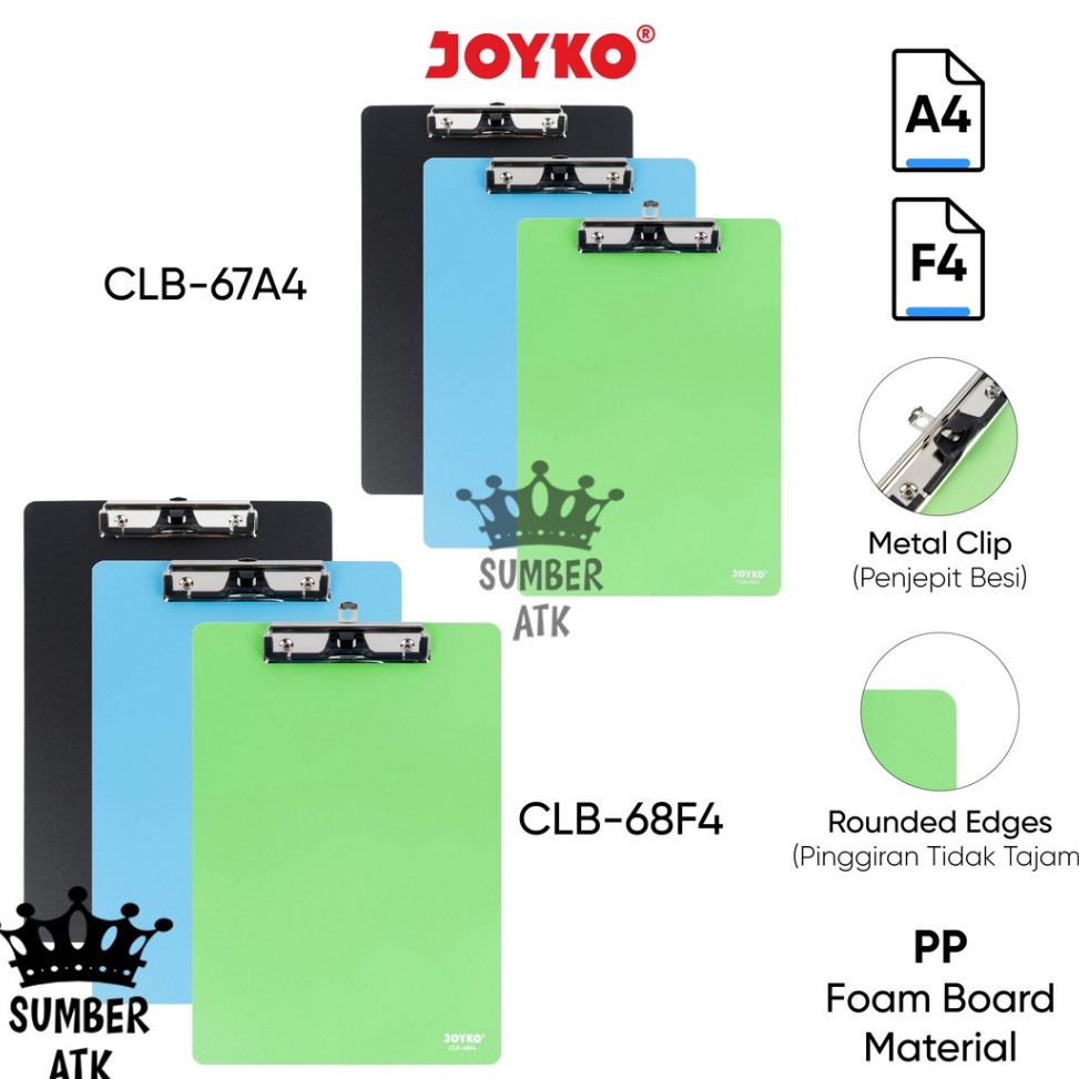 

[EEW] Clipboard Papan Jalan Alas Ujian Joyko CLB-67~68 CLB-68 A4 F4 3471