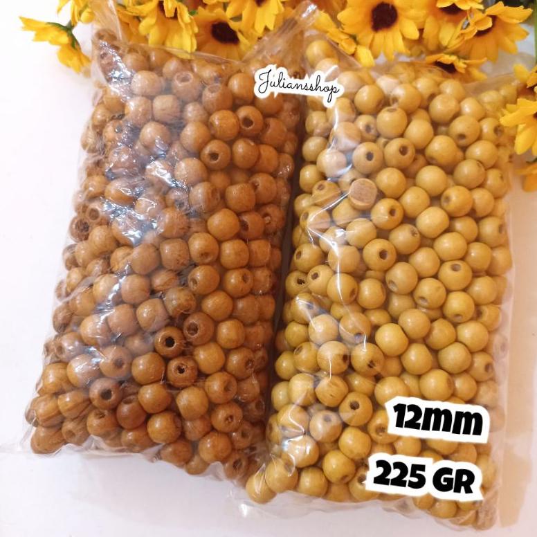 Belanja [1/2 Pon] Manik Mote Makram Kayu Bulat 4 6 8 10 12 14 16Mm 225 Gram Nkr