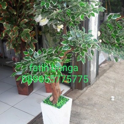 [Plastik] Pohon Bonsai Beringin Lis Putih Bunga Plastik Bunga Hias [Mini]