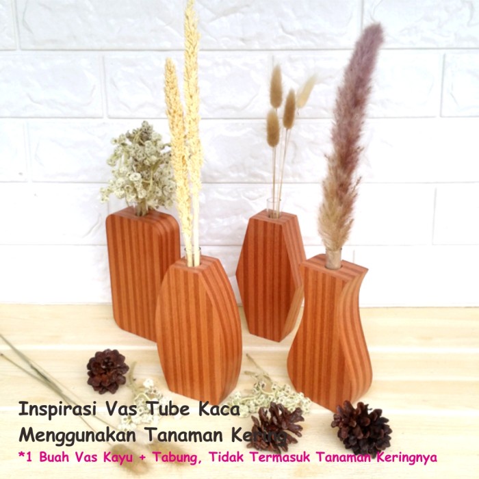 [Vas] Vas Bunga Kayu Kecil Tinggi Vas Bunga Tabung Kaca Vas Bunga Modern [Simple]