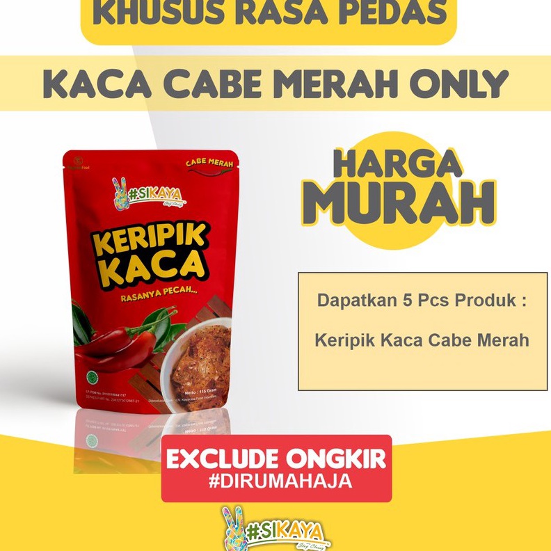 

Diskon Paket Keripik Kaca/Keripik Beling Pedas Cabe Merah Only-Sikaya Buruan Beli