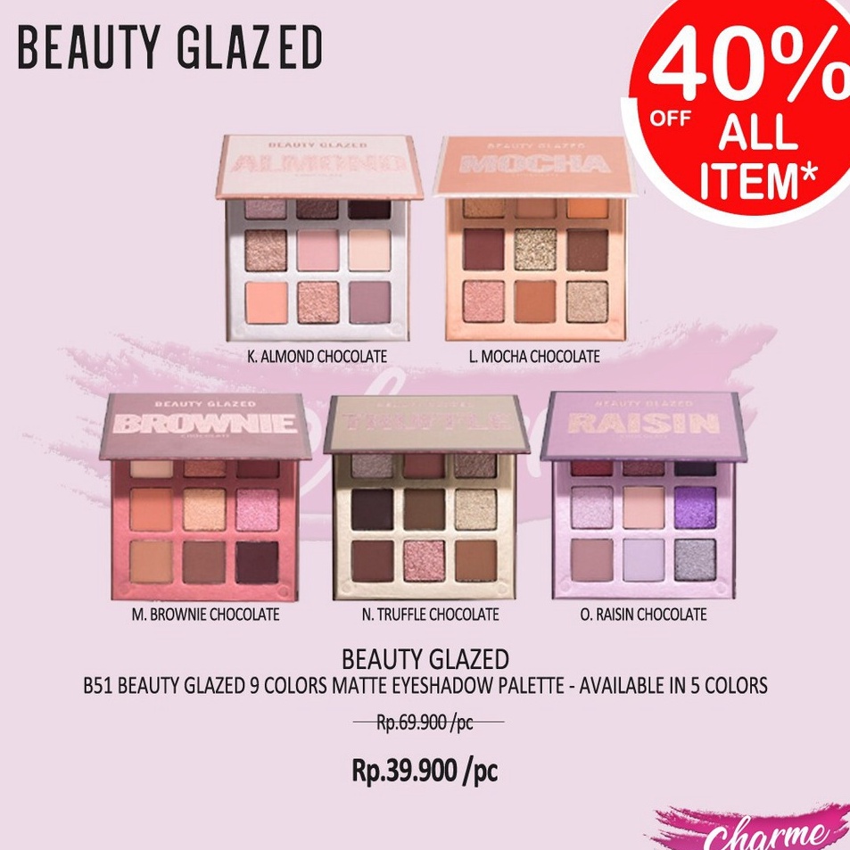 ➾❈❁ (READY & ORI) Beauty Glazed 9 Colors Warna Eyeshadow Planet Edition B51 B 51 Mars Peach Almond s