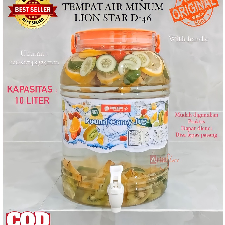 Promo ( BISA COD ) PROMO DISPENSER AIR MINUM / ROUND CARRY JUG LION STAR 10 LITER / GALON AIR KECIL 