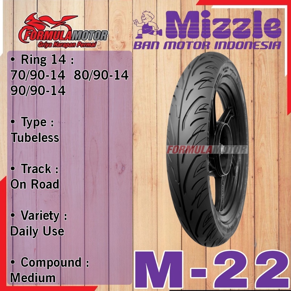 ❇YPB Mizzle M22 M 22 Ring 14 Tubeless (Pilih Ukuran) - Ban Mizzle Motor Matic/Skuter Ring 14 Tubles 