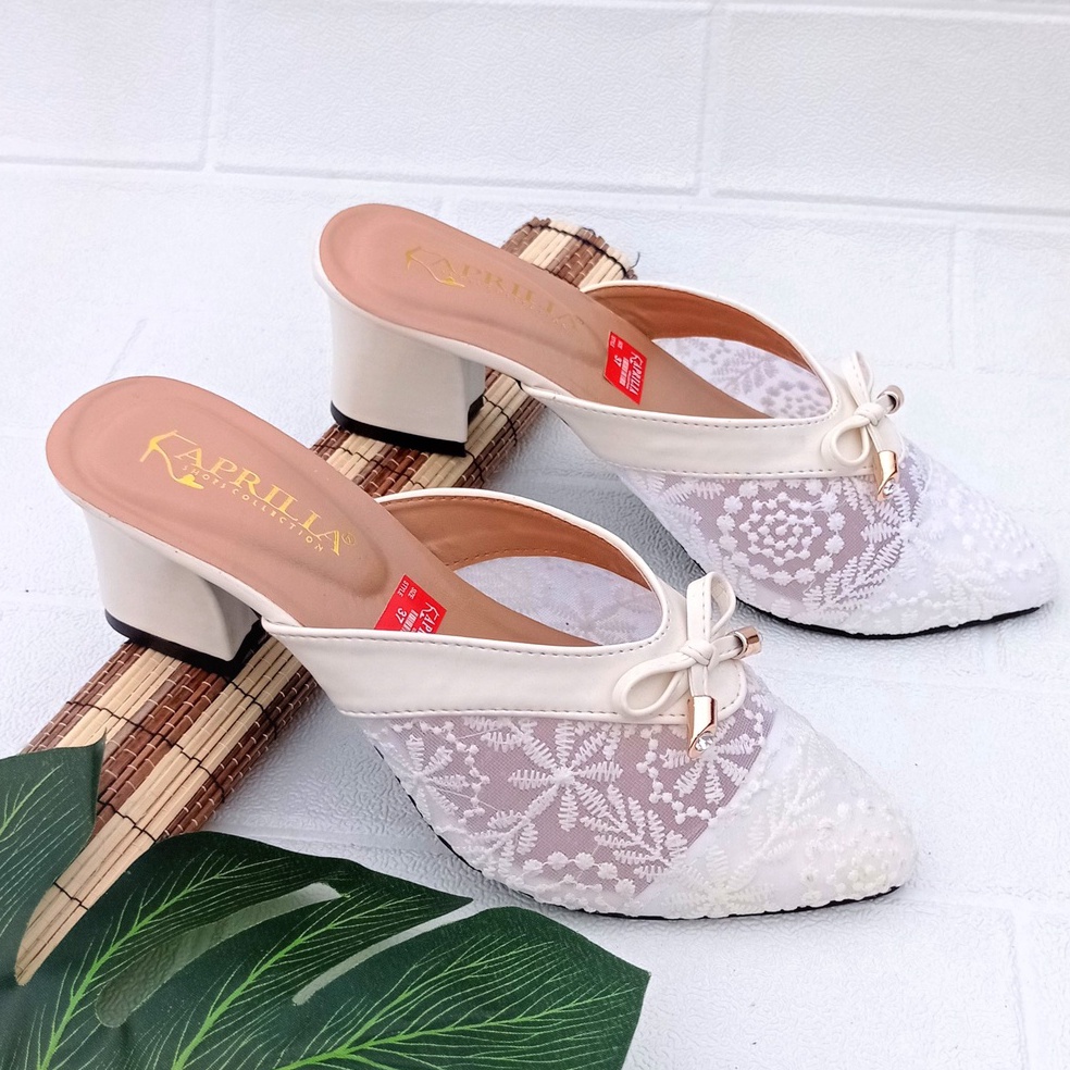 Termurah dan terbaik Heels pesta wanita hak tahu 5cm terbaru kekinian/sendal selop brukat pengantin 