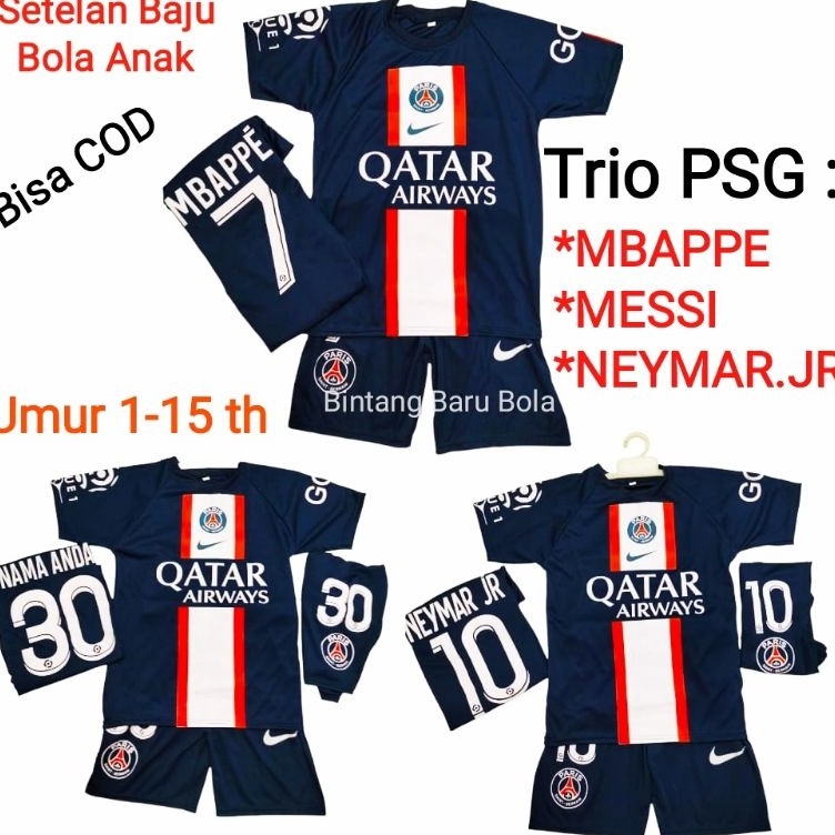 - jB Setelan Baju Bola Anak Trio PSG MBAPPE,MESSI,NEYMAR.JR m Special Edition ★★★.