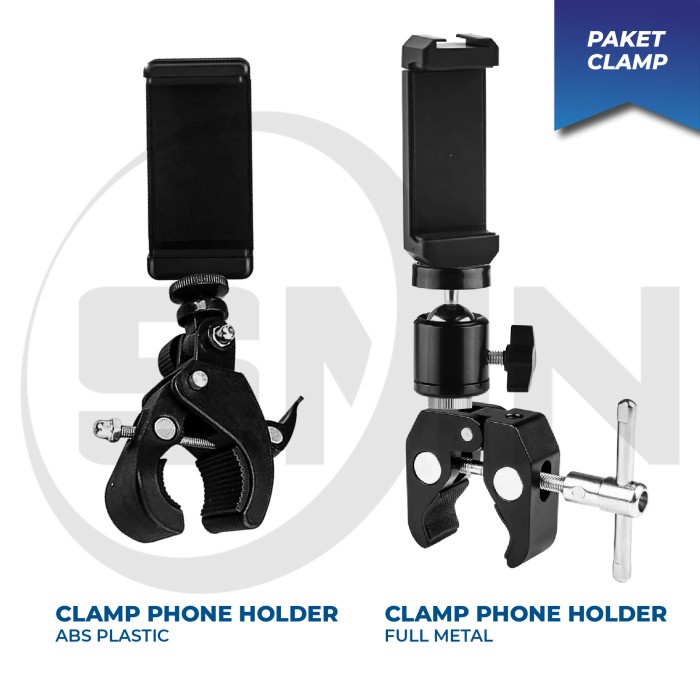 Terlaris Clamp Phone Holder Jepit Lighstand Tripod Tiang Vlog Live