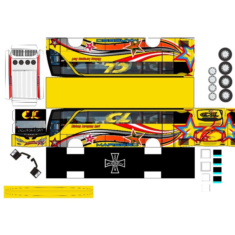 pola papercraft bus Cl marseso