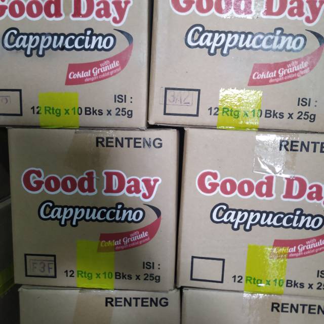 

DUS Good Day Coffee Cappuccino isi 12 Renceng x 10 Bungkus @25gr Goodday Capucino Cappucino Karton Kopi Instant Sachet With Cocoa Granule