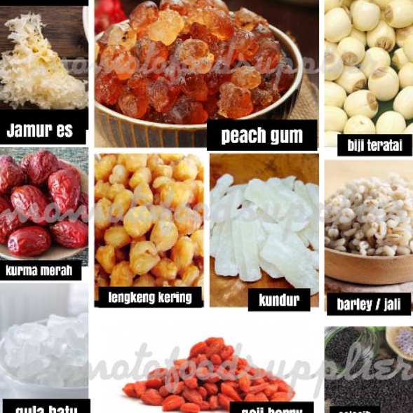 

YJPY3204 Peach gum dessert 10 bahan paket komplit lengkap herbal double collagen snow bird wedang